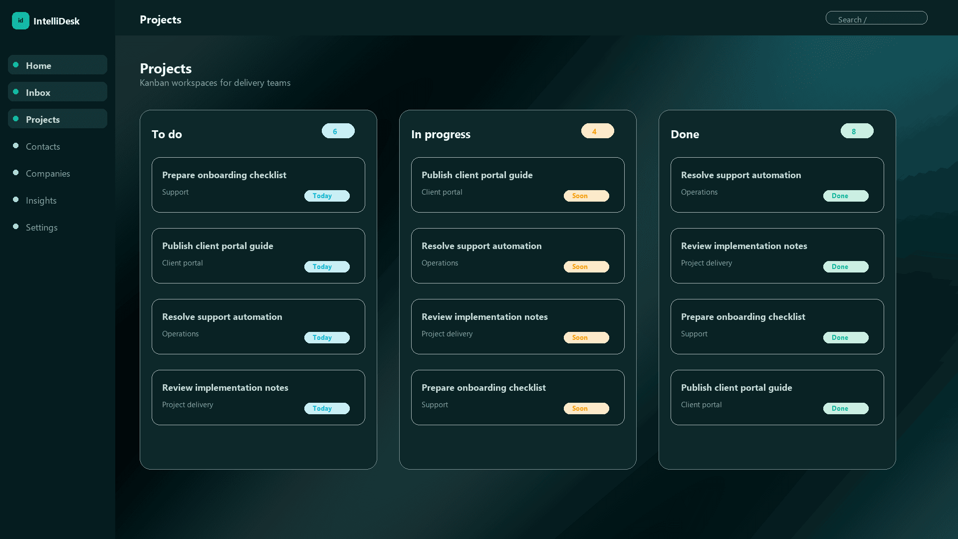 Keep client requests and delivery boards in sync interface preview